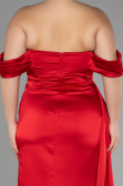 Long Red Satin Plus Size Evening Dress ABU3515
