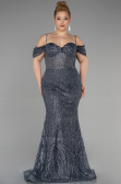Long Anthracite Plus Size Engagement Dress ABU3530