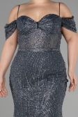 Long Anthracite Plus Size Engagement Dress ABU3530