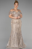 Long Gold Plus Size Engagement Dress ABU3530