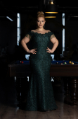 Emerald Green Long Laced Plus Size Evening Dress ABU3435