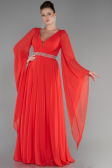 Long Coral Chiffon Evening Dress ABU3541