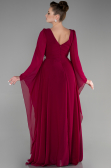 Long Cherry Colored Chiffon Evening Dress ABU3541