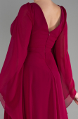 Long Cherry Colored Chiffon Evening Dress ABU3541