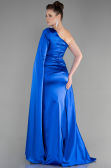 Long Sax Blue Satin Evening Dress ABU3545