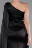 Long Black Satin Evening Dress ABU3545