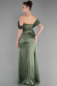 Long Olive Drab Satin Prom Gown ABU3514