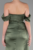 Long Olive Drab Satin Prom Gown ABU3514