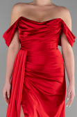 Long Red Satin Prom Gown ABU3514
