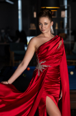 Long Red Satin Evening Dress ABU3545