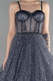Long Anthracite Haute Couture Dress ABU3556