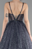 Long Anthracite Haute Couture Dress ABU3556