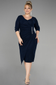 Midi Navy Blue Plus Size Cocktail Dress ABK1950