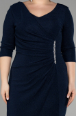 Midi Navy Blue Plus Size Cocktail Dress ABK1950