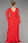 Long Coral Chiffon Plus Size Evening Dress ABU3543