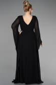 Long Black Chiffon Plus Size Evening Dress ABU3543