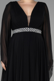 Long Black Chiffon Plus Size Evening Dress ABU3543
