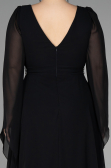 Long Black Chiffon Plus Size Evening Dress ABU3543