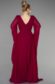 Long Cherry Colored Chiffon Plus Size Evening Dress ABU3543