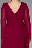 Long Cherry Colored Chiffon Plus Size Evening Dress ABU3543