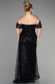 Long Black Scaly Plus Size Engagement Dress ABU3579