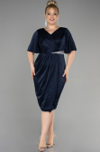 Midi Navy Blue Plus Size Cocktail Dress ABK1942