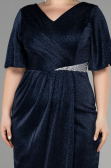 Midi Navy Blue Plus Size Cocktail Dress ABK1942