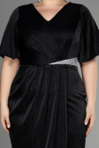 Midi Black Plus Size Cocktail Dress ABK1942