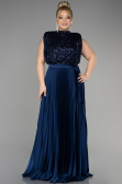 Long Navy Blue Plus Size Evening Dress ABU3341