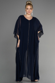 Navy Blue Chiffon Plus Size Cocktail Dress EE6803