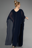 Navy Blue Chiffon Plus Size Cocktail Dress EE6803