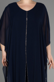 Navy Blue Chiffon Plus Size Cocktail Dress EE6803