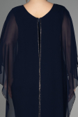 Navy Blue Chiffon Plus Size Cocktail Dress EE6803
