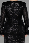 Long Black Scaly Plus Size Evening Dress ABU3505