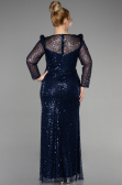 Long Navy Blue Scaly Plus Size Engagement Dress ABU3559