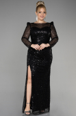 Long Black Scaly Plus Size Engagement Dress ABU3559