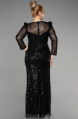 Long Black Scaly Plus Size Engagement Dress ABU3559
