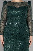 Long Emerald Green Scaly Plus Size Engagement Dress ABU3559
