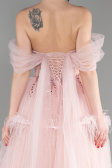 Long Powder Color Special Design Engagement Dress ABU3598