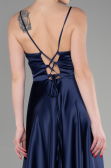 Navy Blue A Line Satin Prom Dress Straps Birthday Evening Gown Y8212