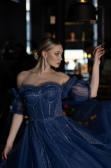 Long Indigo Haute Couture Dress ABU3594