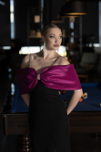 Long Fuchsia-Black Evening Dress ABU3601