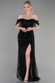 Long Black Scaly Evening Dress ABU3577