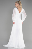 Long White Chiffon Evening Dress ABU3627
