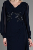 Long Navy Blue Chiffon Evening Dress ABU3627