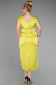 Pistachio Green Midi Satin Plus Size Evening Dress ABK1499