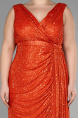 Long Orange Scaly Plus Size Evening Dress ABU3194