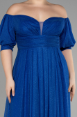 Long Sax Blue Plus Size Evening Dress ABU3615