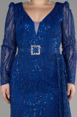 Long Sax Blue Plus Size Engagement Dress ABU3562