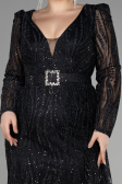 Long Black Plus Size Engagement Dress ABU3562